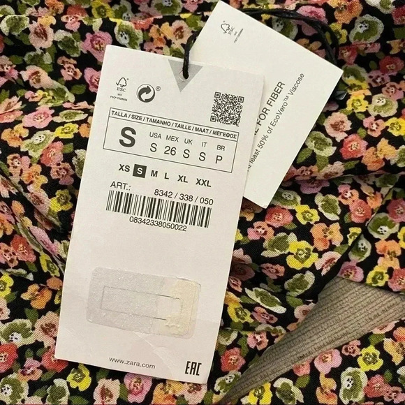 Zara Button Up Dizty Floral Print Long Sleeve Mini Dress Size Small - Picture 10 of 14